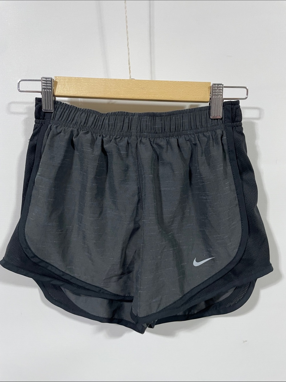 Nike dri-fit Women’s Black Athletic Running Shorts with Silver Swoosh